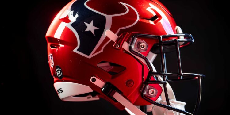 The Houston Texans football team announced a new alternate helmet on Tuesday. The “Battle Red Helmet” will be the first one that the franchise wears that is not classic blue. Photographed, Tuesday, July 12, 2022, in Houston.