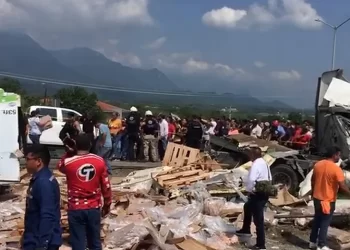 Vuelca tráiler con toneladas de pollo y lo saquean
