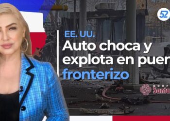 Auto choca y explota en puente fronterizo