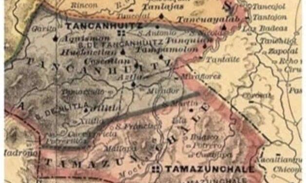 Detalle de mapa donde se muestra parte del territorio que pacificó Carvajal después de su llegada al Pánuco.