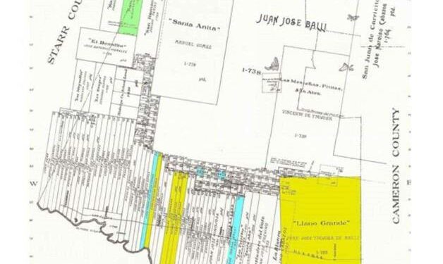 Plano de las porciones de tierras y los agostaderos de los vecinos de Reynosa y de algunos de Camargo, en el actual Condado de Hidalgo.