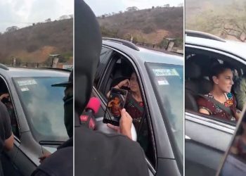 Paran encapuchados convoy de Claudia Sheinbaum en Chiapas