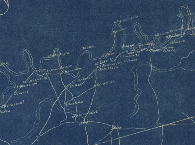 Fragmento de un mapa antiguo donde se encuentra los ranchos San Antonio (de los Olmos) y el Rosario, que fueron parte de la jurisdicción de Reynosa; actualmente se encuentran en las inmediaciones de Nuevo Progreso, en el municipio de Río Bravo.