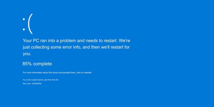 Blue screen - screen of death - BSOD system error