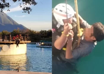 Monterrey: Rescatan a hombre tras caer al canal del Paseo Santa Lucía