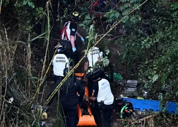 Mueren 31 pasajeros tras caer un autobús de puente en Guatemala 