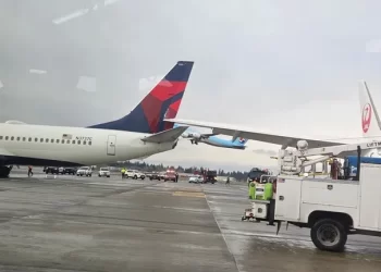Chocan Aviones de Japan Airlines y Delta Airlines en Aeropuerto de Seattle 