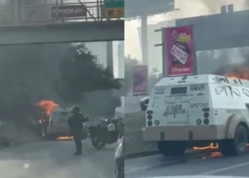 Incendio en camión de valores colapsa vialidad