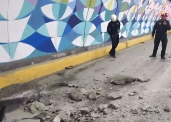 Cae nuevamente pedazo de concreto en túnel de la Loma Larga