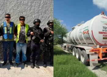 Detienen a dos hombres por intentar robar 52 mil litros de huachicol en Pesquería, NL.