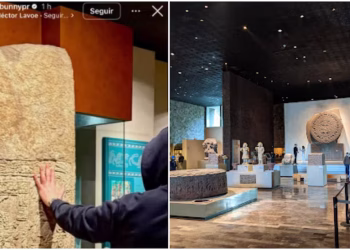 INAH llama la atención a Bad Bunny por tocar una estela en el Museo de Antropología