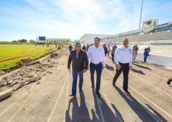 Avanza restauración de Pista Olímpica de atletismo en Reynosa