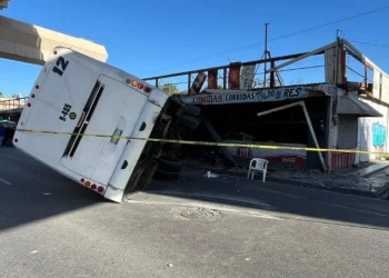 Camión de la Ruta 405 choca contra una hierbería en Monterrey; hay dos heridos