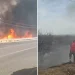 Controlan fuerte incendio forestal en la carretera a Colombia